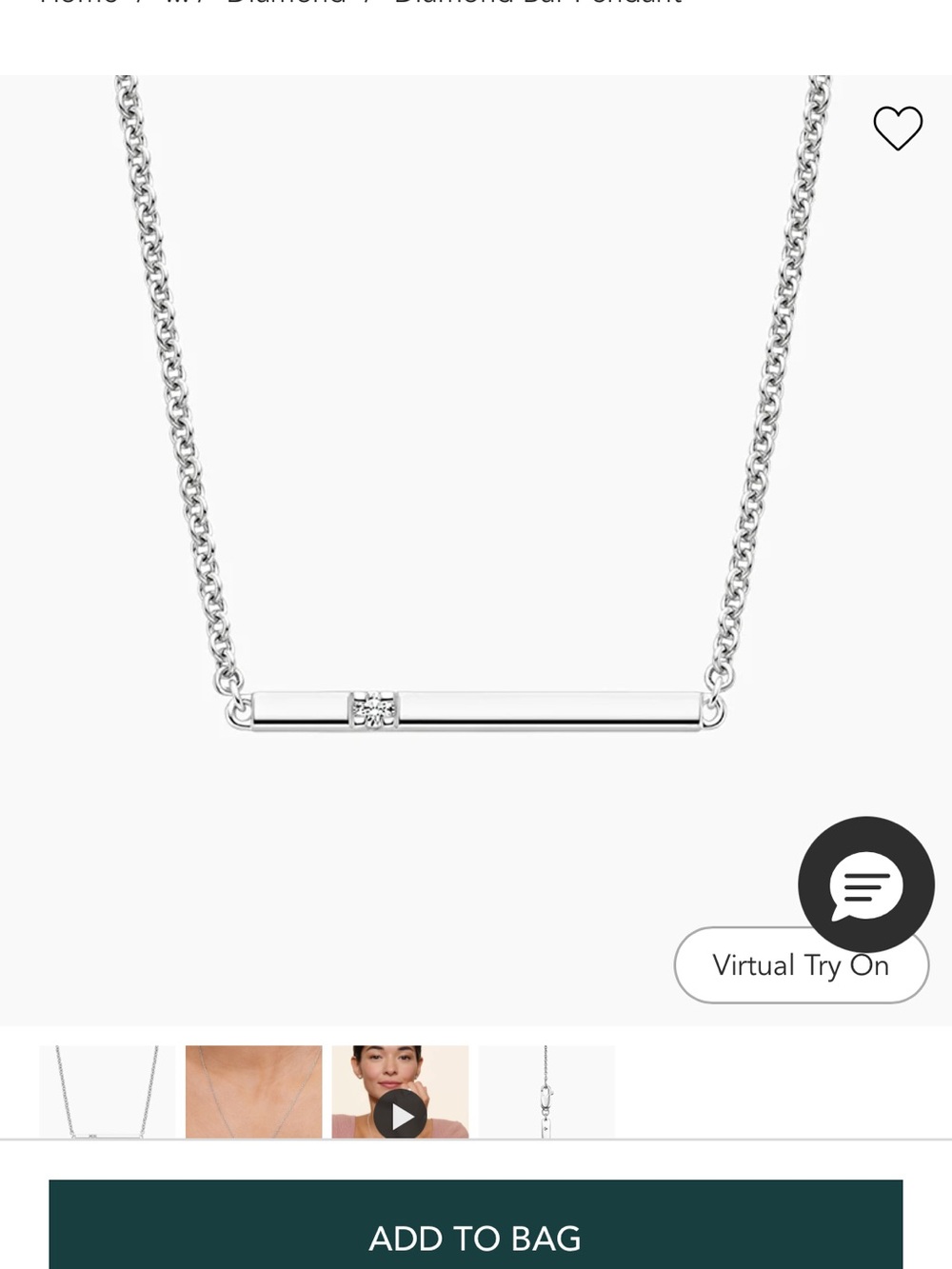 NWOT Brilliant Earth Diamond Bar Pendant in Silver
